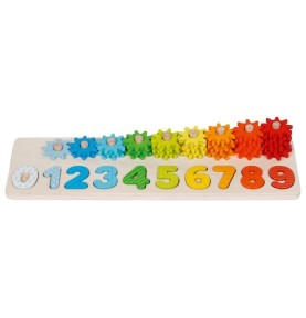 Montessori Number Counting Board & Spinning Gears - Wooden Educational Toy