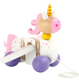 Wooden Pull-Along Unicorn Walking Companion Toy - Montessori Wooden Educational Toy