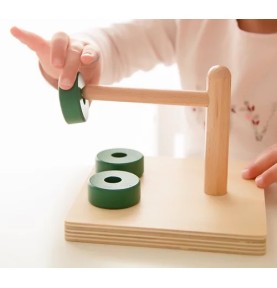 Montessori Horizontal Dowel & Chunky Wooden Discs - Elements & Play Details