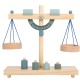 Blue Wooden Balance Scale with 4 Montessori Brass Weights