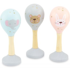 Pastel Collection Wooden Baby Maracas Rattle - Wooden Montessori Toy