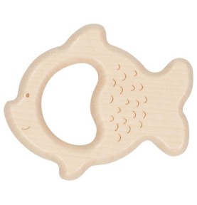 Wooden Fish Teething Ring & Sensory Rattle - Montessori Wooden Educational Toy