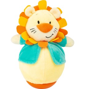 Lion Roly-Poly Wobbler Soft Cuddly Toy - Wooden Montessori Toy