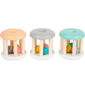 Pastel Wooden Rolling Rattle & Chime Toy - Montessori Educational Toy