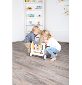 Wooden walking trolley - Baby activity table - Rainbow Deluxe