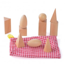 Wooden 3D Geometric Solids with Sensory Drawstring Bag - Product in use view 7
