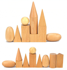 Wooden 3D Geometric Solids with Sensory Drawstring Bag - Sensory learning and motor skills details