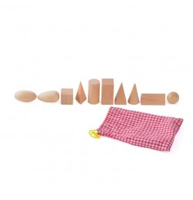 Wooden 3D Geometric Solids with Sensory Drawstring Bag - Product in use view 8