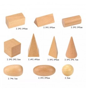 Wooden 3D Geometric Solids with Sensory Drawstring Bag - Product in use view 6