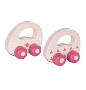 Small Pink Wooden Play Car with Rubber Grips - Montessori Educational Toy