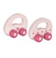 Small Pink Wooden Play Car with Rubber Grips