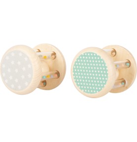 Pastel Animals Wooden Musical Rolling Drum & Chimes - Close-up on Quality & Finish