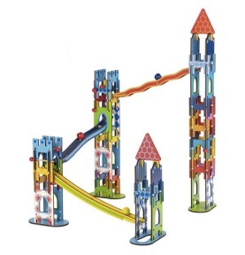 Castle Wooden Marble Run Ball Slide - Endless Building - Montessori Wooden Educational Toy
