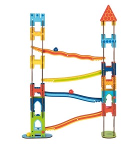 Castle Wooden Marble Run Ball Slide - Endless Building - Overview - Montessori Toy