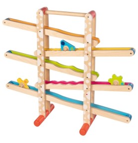 Giant Wooden Marble & Spinning Tops Ramp Slide - Montessori Wooden Educational Toy