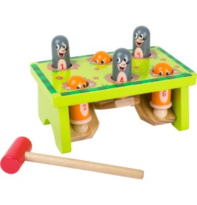 Warm Taupe Wooden Hammering Bench with Pegs - Montessori Wooden Educational Toy
