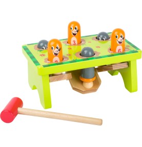 Warm Taupe Wooden Hammering Bench with Pegs - Overview - Montessori Toy
