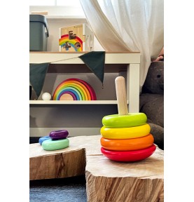 Montessori Wooden Rainbow Stacking Arches Toy - Detailed View & Craftsmanship