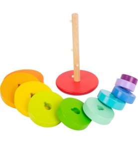 Pastel Blue Wooden Stacking Clown Toy - Elements & Play Details