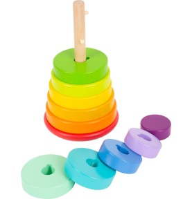 Pastel Blue Wooden Stacking Clown Toy - Detailed View - Montessori Toy