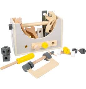 2-in-1 Wooden Tool Box & Mini Workbench Set - Detailed View & Craftsmanship