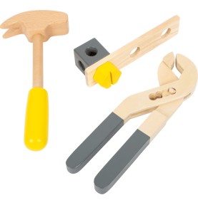 2-in-1 Wooden Tool Box & Mini Workbench Set - In-Use View