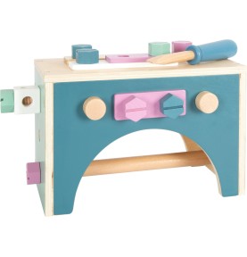 2-in-1 Wooden Tool Box & Mini Workbench - Pastel - Overview - Montessori Toy