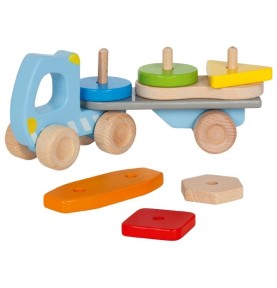 Wooden Dumper Truck with Shape Sorting Blocks - Close-up on Quality & Finish