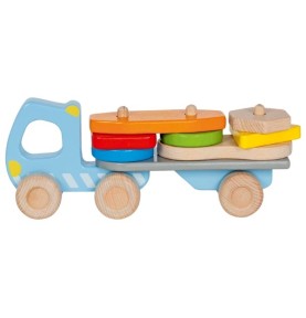 Wooden Dumper Truck with Shape Sorting Blocks - Montessori Wooden Educational Toy