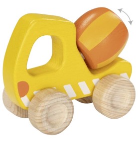 Wooden Cement Mixer Truck with Rotating Drum - Montessori Wooden Educational Toy