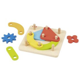 Multi-Game Wooden Stacking Base & Peg Sorter - Close-up on Quality & Finish