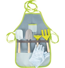 Little Gardener Set: Waterproof Apron, Gloves & Tools - Montessori Wooden Educational Toy