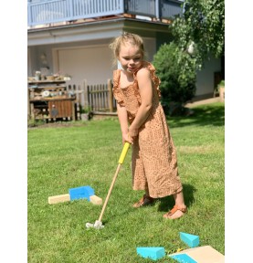 Children's Wooden Mini Golf Putting Set with Clubs & Balls - In-Use Lifestyle View 8