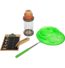 Outdoor Explorer Kit: Fishing Net, Magnifier Jar & Tongs - Montessori Wooden Educational Toy