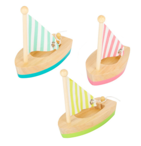Natural Wooden Sailing Boat Bath & Water Toy - Elements & Play Details