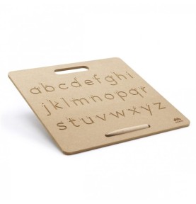 Wooden Lowercase Cursive Tracing Board with Wooden Stylus - Detailed View - Montessori Toy