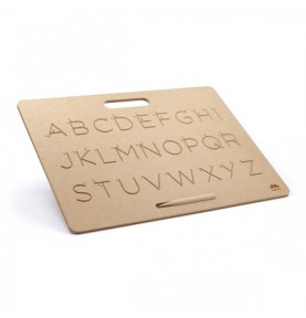 Wooden Uppercase Print Tracing Board with Wooden Stylus - Elements & Play Details
