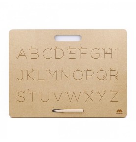 Wooden Uppercase Print Tracing Board with Wooden Stylus - Montessori Wooden Educational Toy