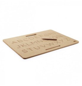 Wooden Uppercase Print Tracing Board with Wooden Stylus - Close-up on Quality & Finish