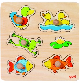 5-Piece Wooden Knob Inset Puzzle - Overview of Montessori learning set