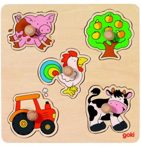 5-Piece Wooden Knob Inset Puzzle - Sensory learning and motor skills details