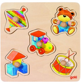 5-Piece Wooden Knob Inset Puzzle - Close-up details of natural materials