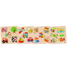 5-Piece Wooden Knob Inset Puzzle - Montessori Educational Toy