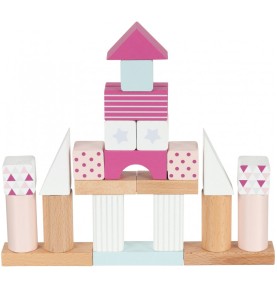 50-Piece Pastel Pink Wooden Building Blocks - Montessori Educational Toy