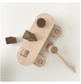 Natural Eco Wooden Pounding Bench with Mallet - Detailed view - Montessori toy