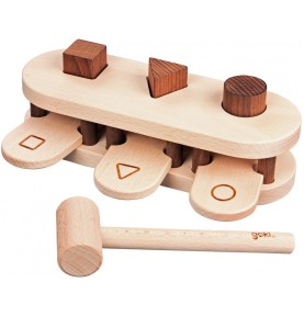 Natural Eco Wooden Pounding Bench with Mallet - Montessori Educational Toy
