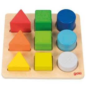 First Shapes & Colours Wooden Peg Puzzle for Babies - Montessori Educational Toy