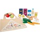 Wooden Market Grocery Bag with Play Food Essentials