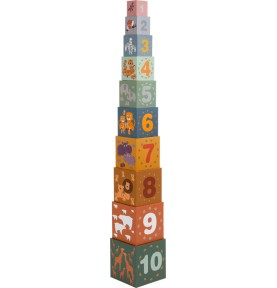 Safari Animals Stacking Wooden Blocks Tower - Elements & Play Details