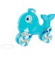 Blue Whale Wooden Rolling Push Toy with Wheels